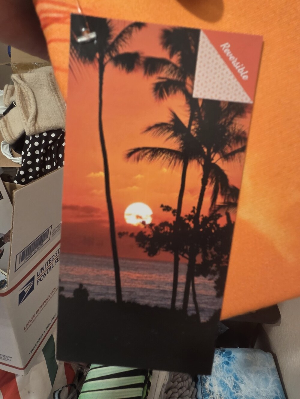 Reversible Orange Sunset Print Michael Micro fiber towel